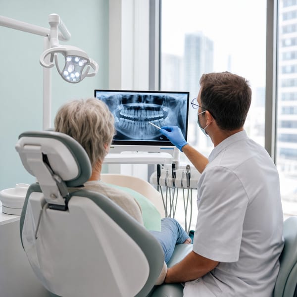 Dental equipment in a treatment room.