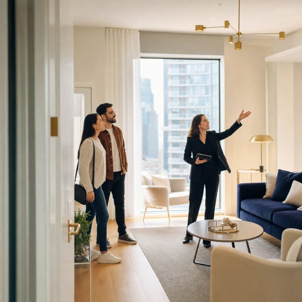 A sample apartment living room.