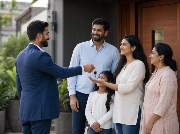 A couple viewing a home with an agent.