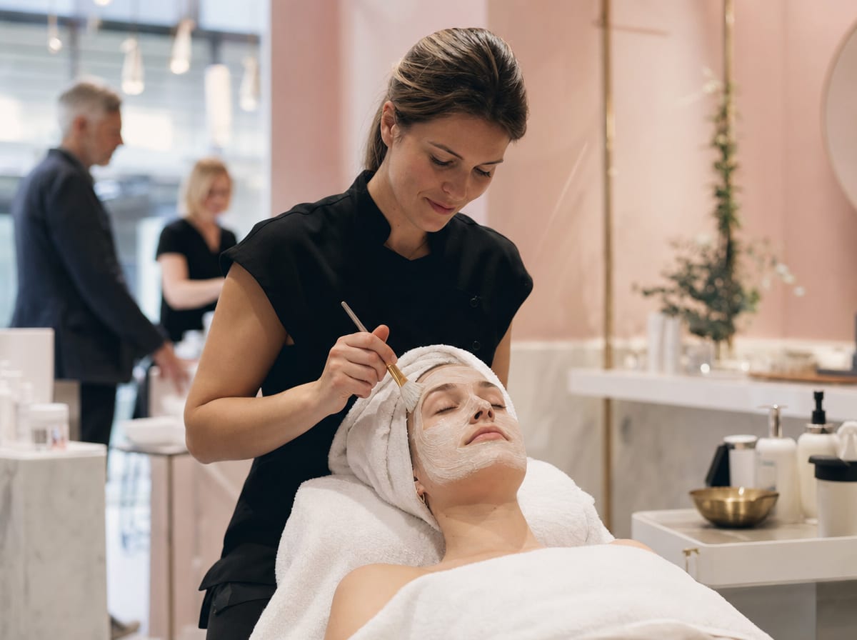 A stylist performing facials at 12D Salon