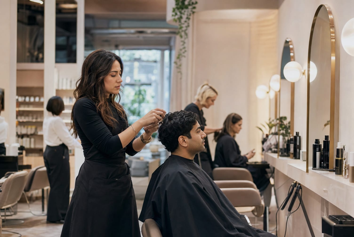 The 12D Salon interior and team at work