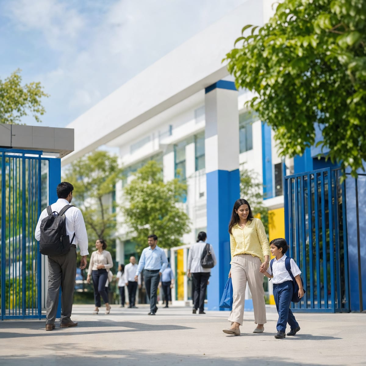 The school entrance and reception area at 12D School